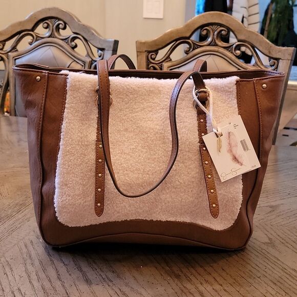 Brown sherling tote by Jessica Simpson NWT 🤎🤍 - Picture 1 of 12